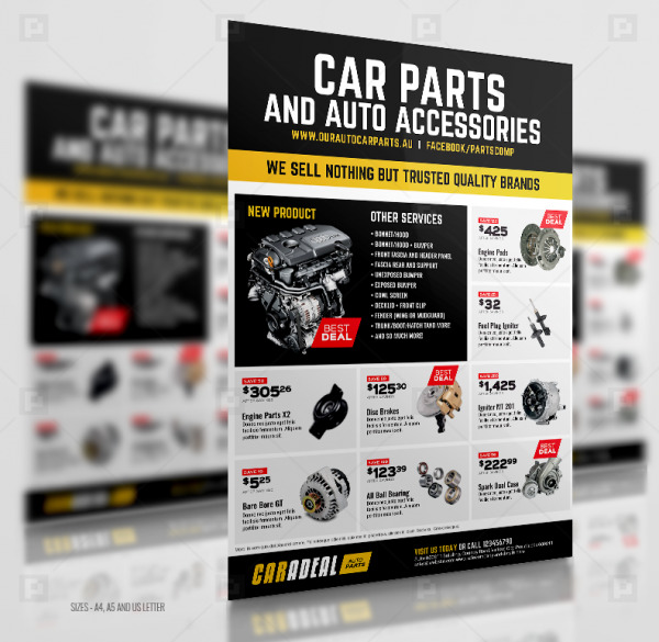 Auto Car Spare Parts Flyer