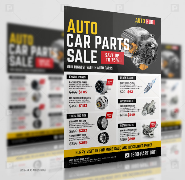 Car Parts Shop Promo Sale Flyer