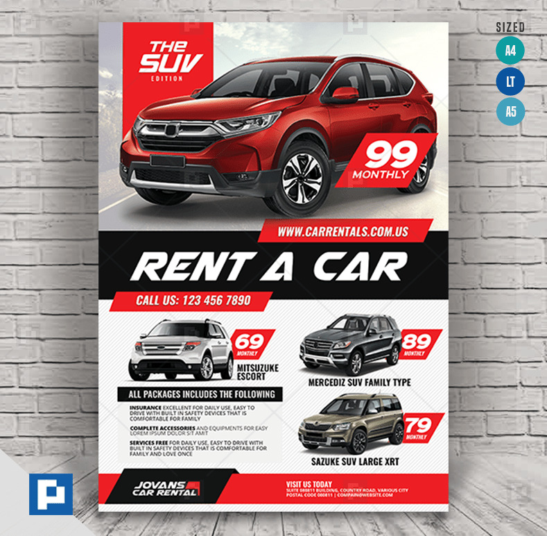 Car Rental Promotional Flyer Design - PSDPixel