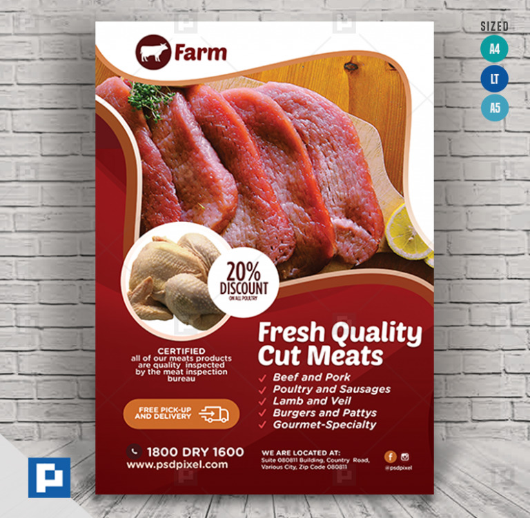 Meat Farm Flyer PSDPixel