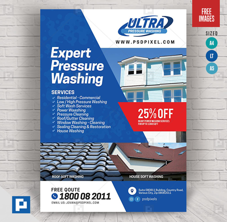 Pressure Washing Promotional Flyer PSDPixel