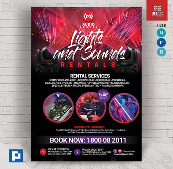 Audio and Lightnings Rental Flyer