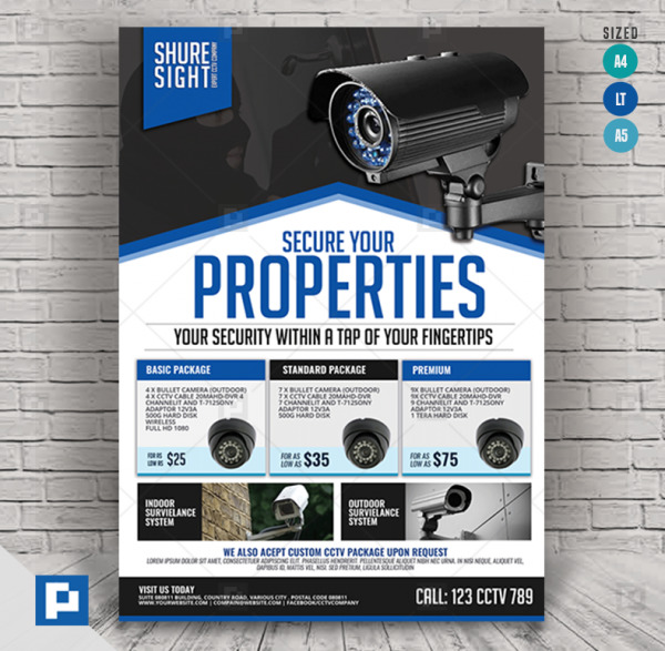 CCTV Surveillance Camera Shop Flyer Design Template