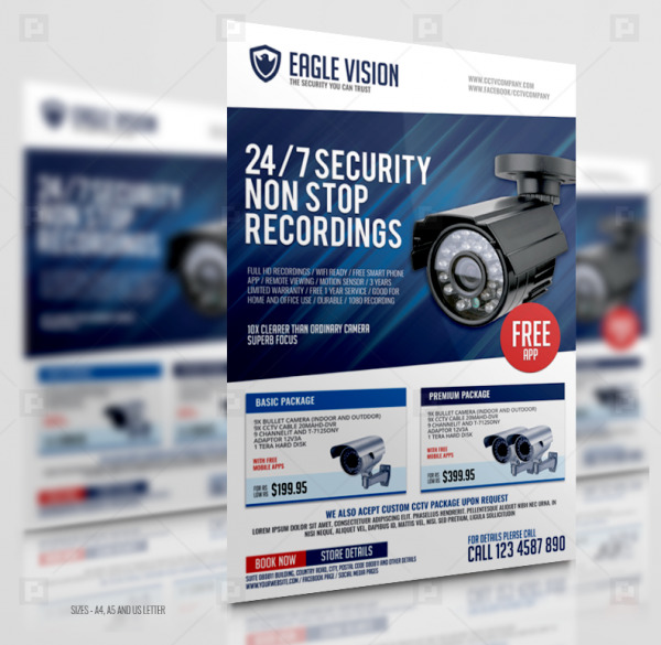 CCTV Surveillance Camera Shop Flyer Design Template