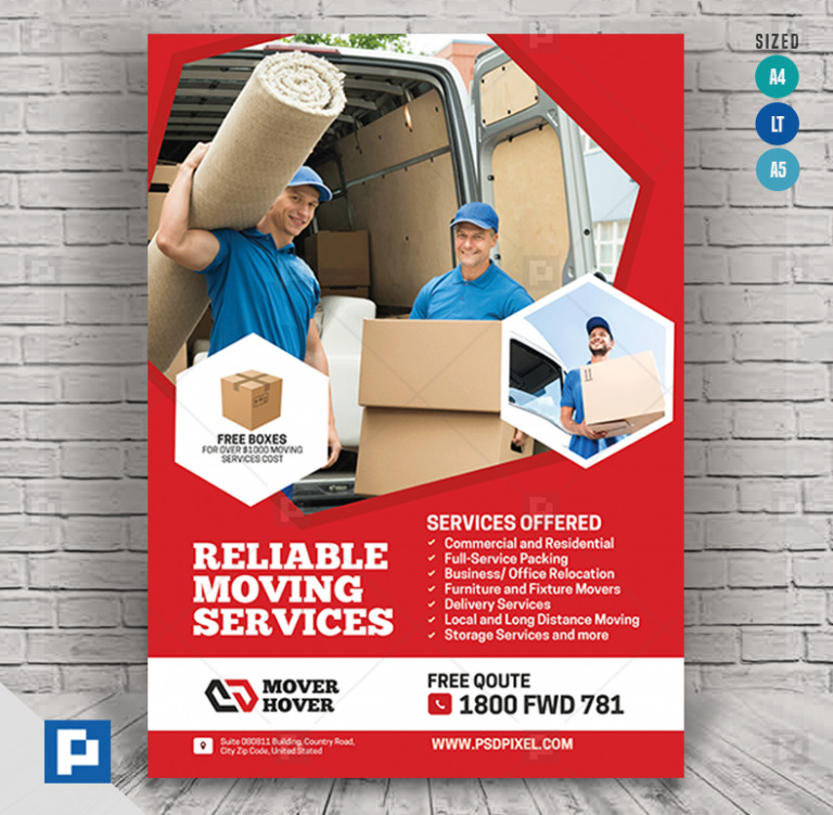 Moving Cargo and Delivery Flyer - PSDPixel