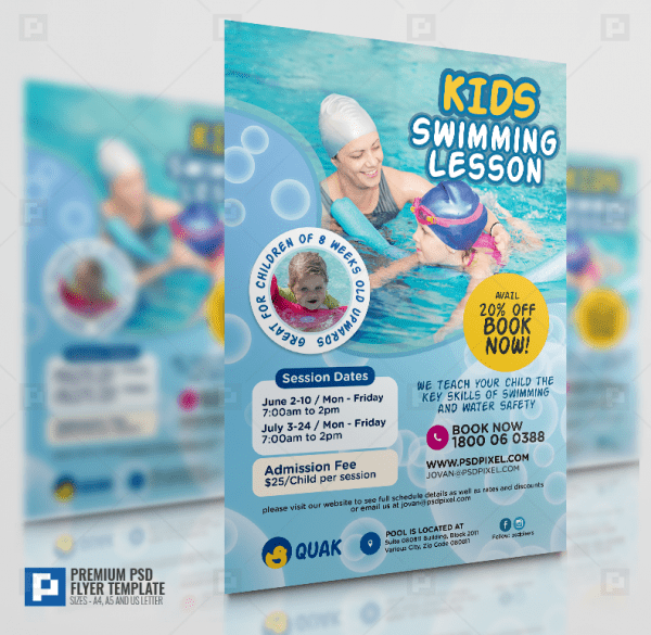 Children Swimming Lesson Flyer,