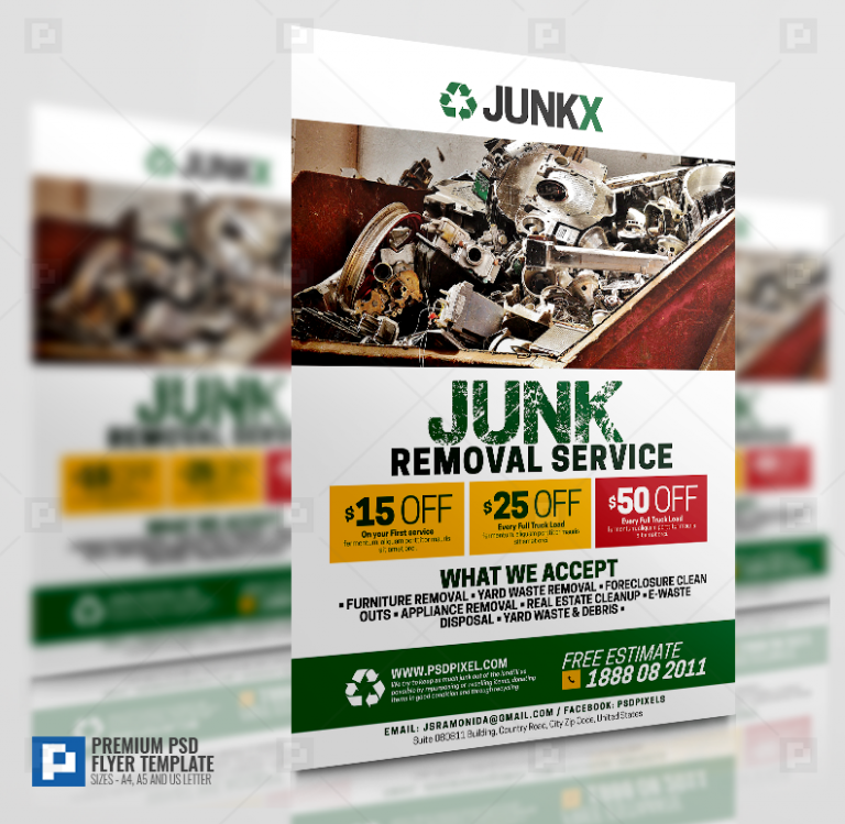 Trash Removal Company Flyer PSDPixel