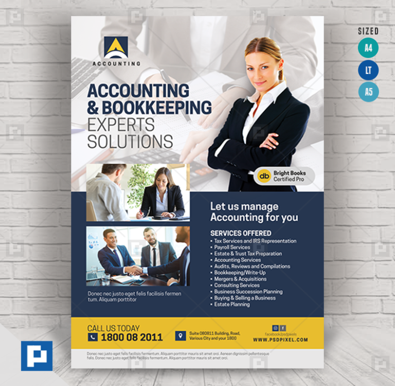 Accounting Sales and Tax Services Flyer PSDPixel