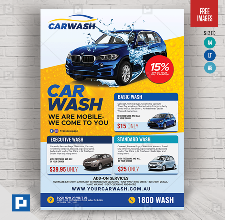 Car Auto Wash Flyer PSDPixel