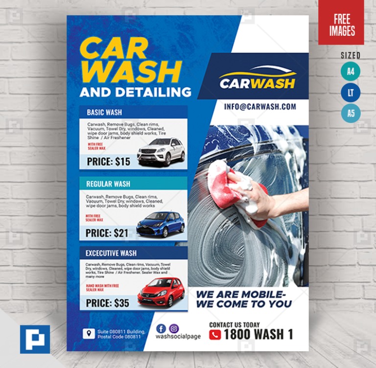 Car Wash Promotional Flyer PSDPixel