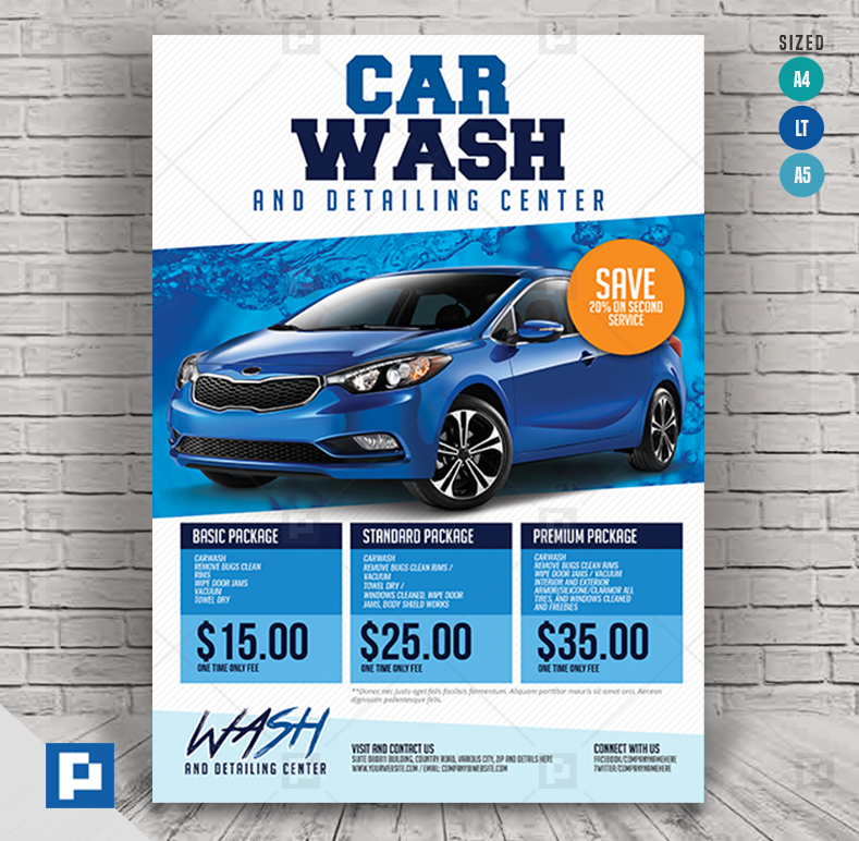 Car Wash Services Flyer PSDPixel