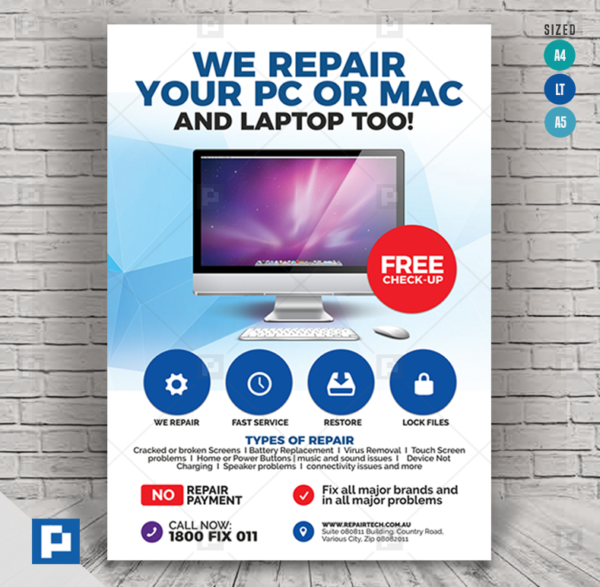 Computer and Mac Repair Service Flyer