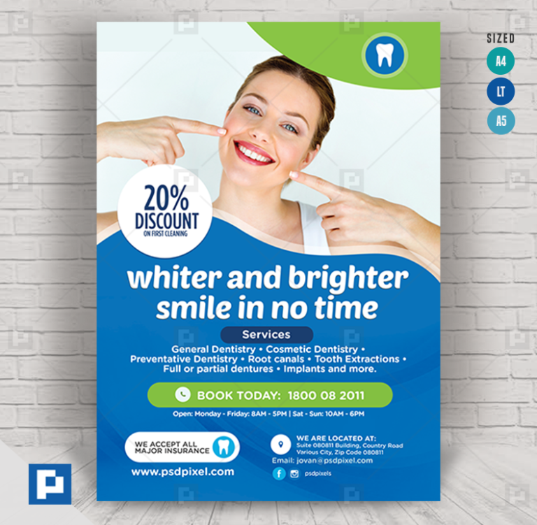 Dental Clinic Promotional Flyer PSDPixel