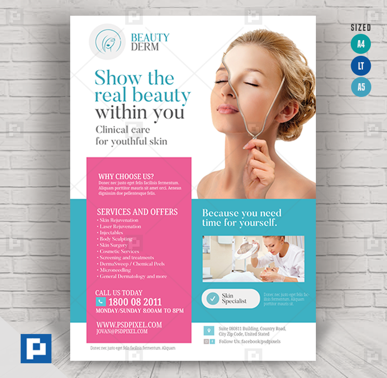 Dermatology Clinic Promotional flyer PSDPixel