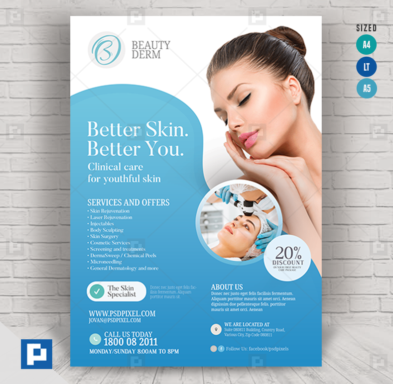 Dermatology services Promotional flyer - PSDPixel