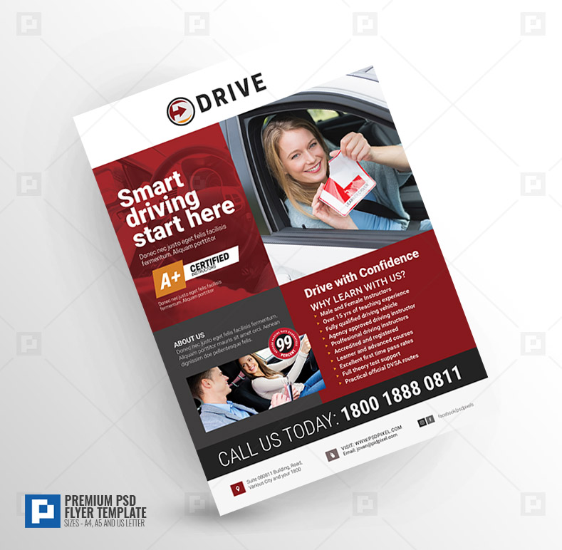 Driving Lesson Company Flyer - PSDPixel