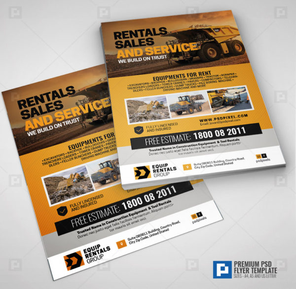 Construction Equipment Sales and Rentals Flyer,.