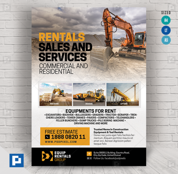 Equipment Sales and Rentals Company Flyer