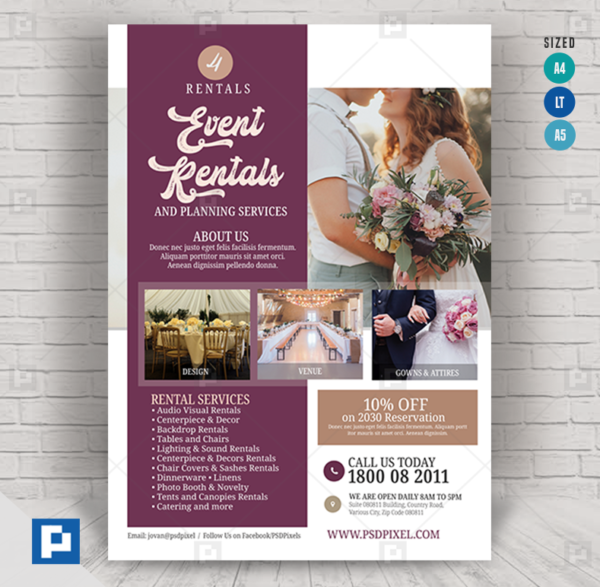 Events Services and Rentals Flyer