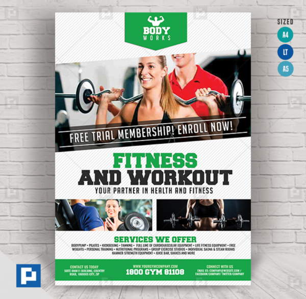 Fitness and Workout Center Design Flyer