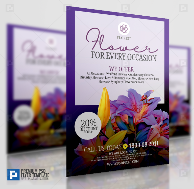Flower Shop Promotional Flyer PSDPixel