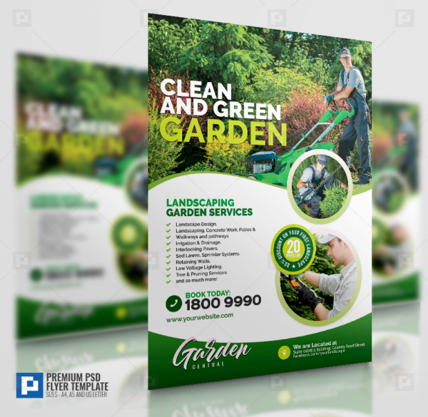 Garden Landscaping and Lawn Design Flyer