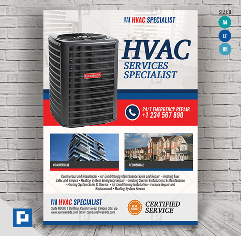 Heating and Cooling Services Flyer PSDPixel
