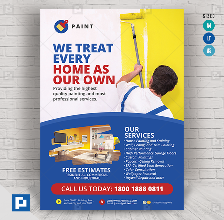 Painting Company Promotional Flyer PSDPixel