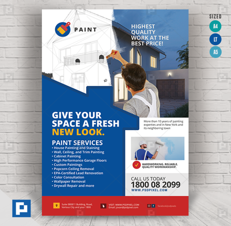 Painting Services Company Flyer PSDPixel