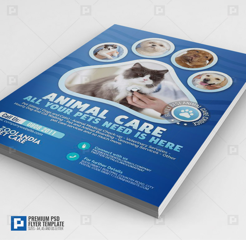 Pet Care Shop and Clinic Flyer - PSDPixel