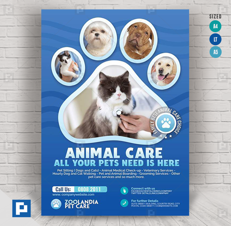 Pet Care Shop and Clinic Flyer - PSDPixel