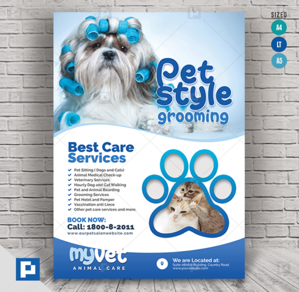 Pet Grooming and Veterinary Services Flyer