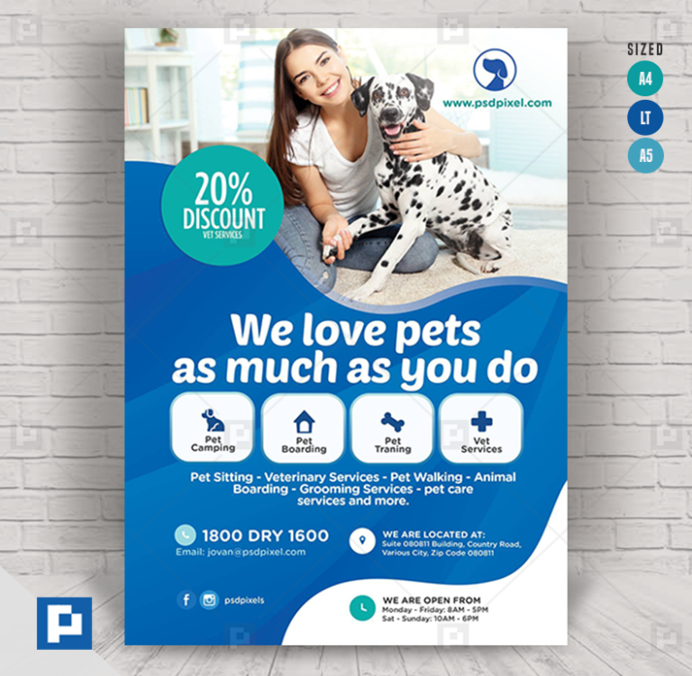 Pet Training and Grooming Flyer PSDPixel