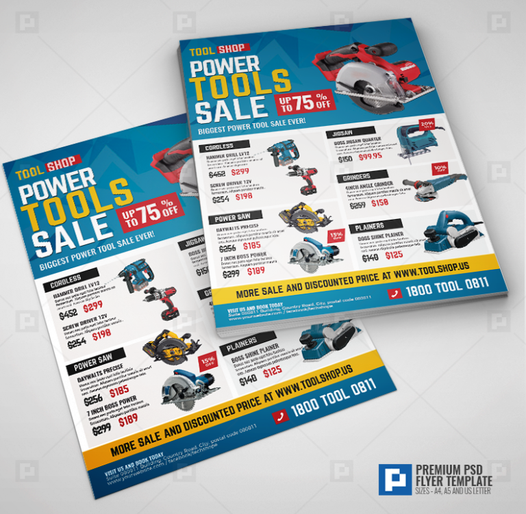 Power Tools Sale Flyer PSDPixel