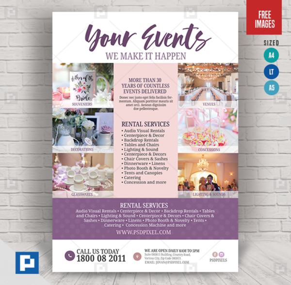 Rentals and Wedding Services Flyer