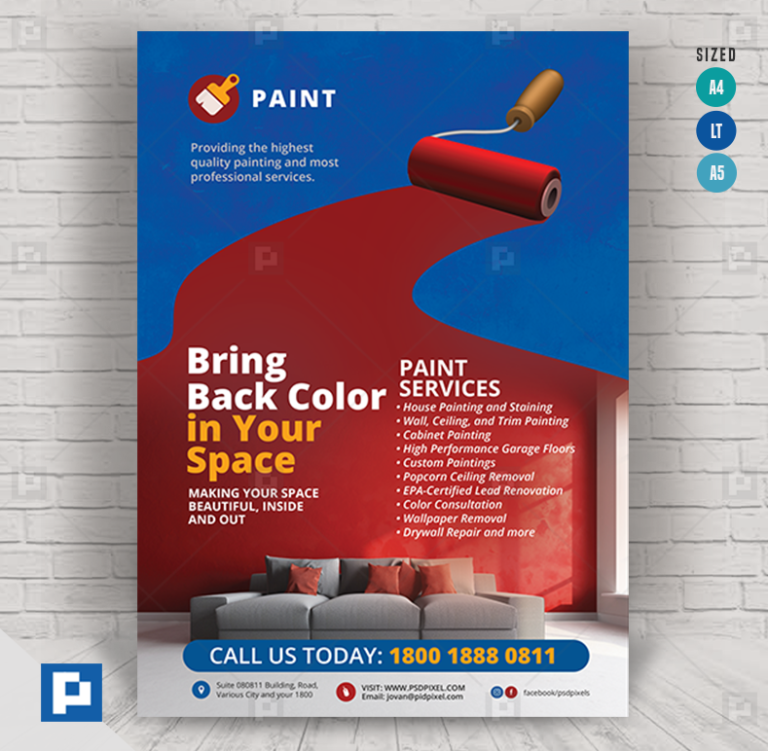 Residential and Commercial Painting Flyer PSDPixel