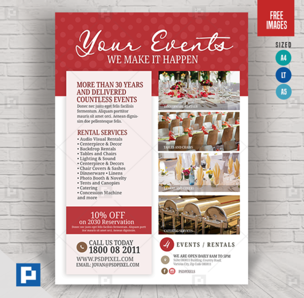 Wedding Services Rentals Flyer