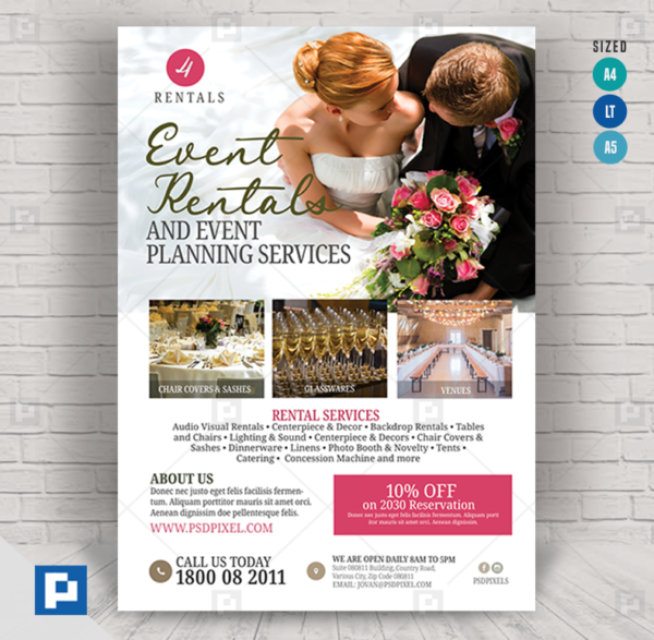 Wedding and Events Rentals Flyer