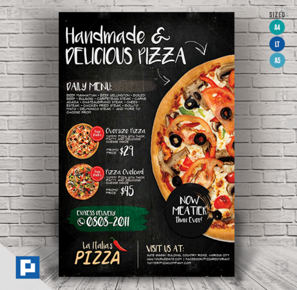 Pizza Burger and Pasta Restaurant Flyer,.
