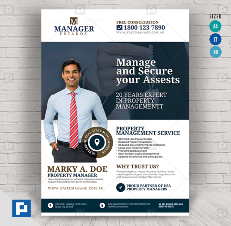 Property Management and Real Estate Flyer PSDPixel