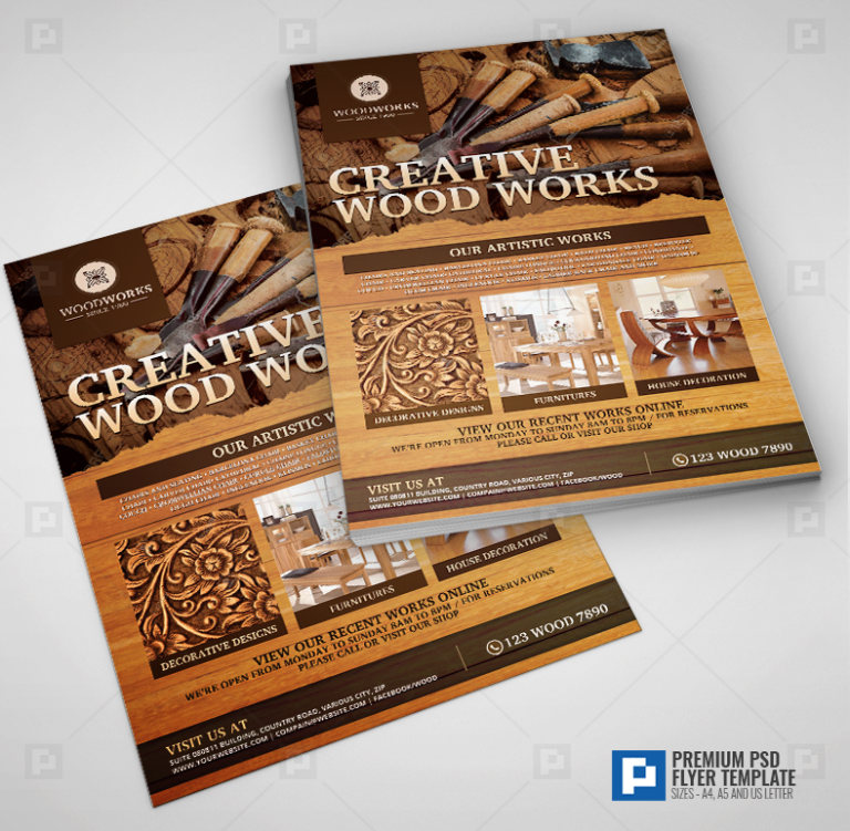 Wood Works and Wood Craft Flyer PSDPixel