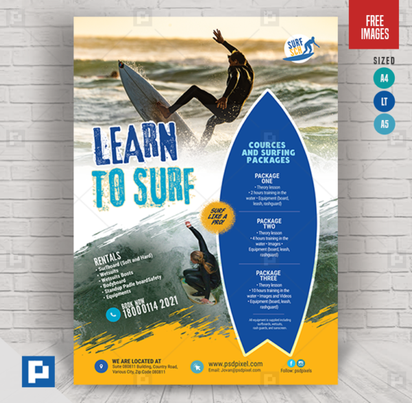 Surfing Lesson and Services Flyer