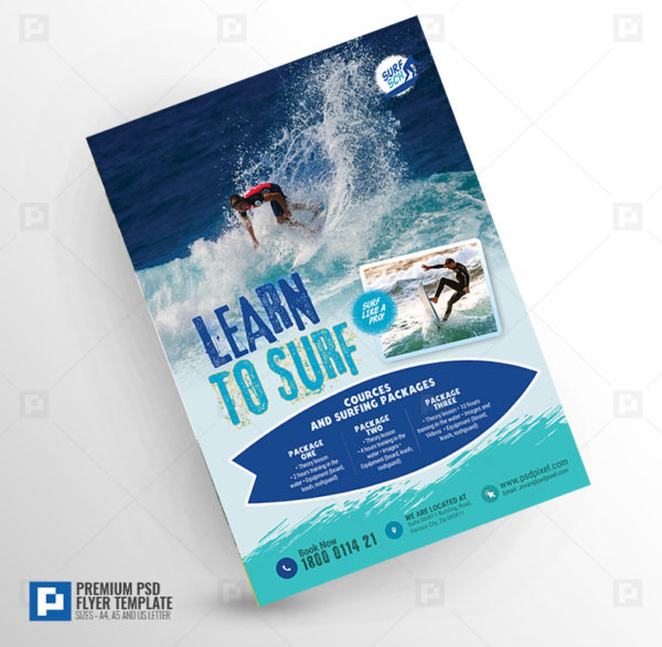 Surfing Lesson and Tutorial Flyer