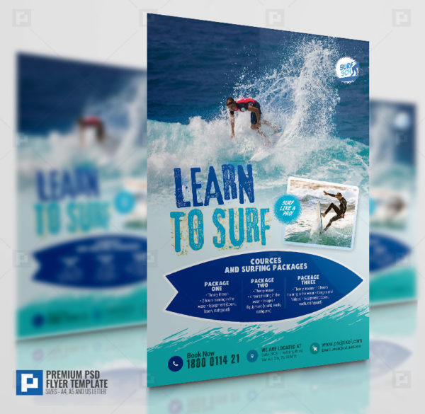 Surfing Lesson and Tutorial Flyer