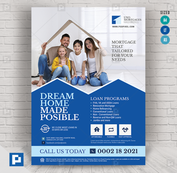 Lending and Mortgage Company Flyer PSDPixel