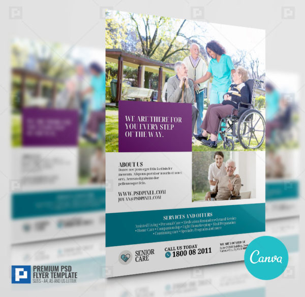 Elderly Home Care Services Canva Flyer