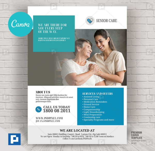 Home Care for Senior Canva Flyer