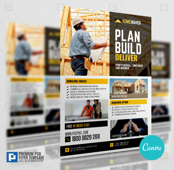 Construction and Building Service Canva Flyer,