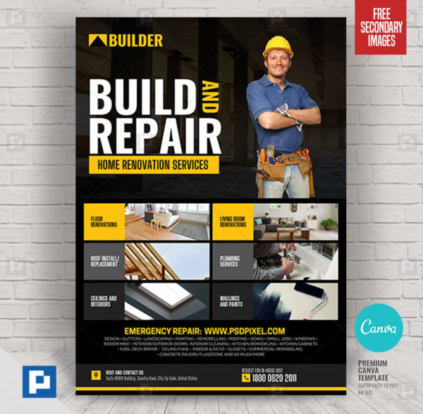 Construction and Renovation Services Canva Flyer