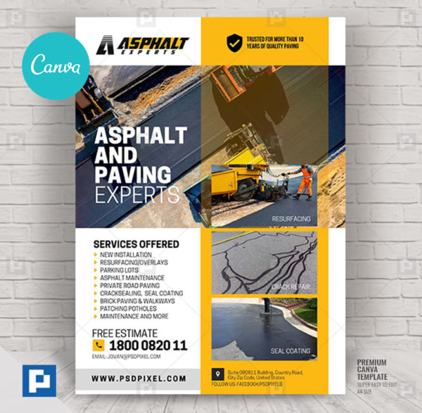 Paving Contractor Canva Flyer,